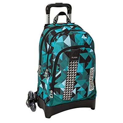 COMIX FLASH Mochila con Ruedas para Niños, Asa Ajustable y Desmontable, Correas Acolchadas y Ajustables, 2 Compartimentos Principales, Bolsillo Frontal, Cierres de Cremallera, 34 x 52H x 22 cm COMIX FLASH Mochila con Ruedas para Niños, Asa Ajustable y Desmontable, Correas Acolchadas y Ajustables, 2 Compartimentos Principales, Bolsillo Frontal, Cierres de Cremallera, 34 x 52H x 22 cm