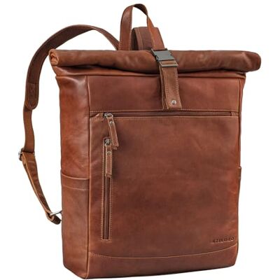 STILORD '' Mochila Roll Top Cuero Mochila Portatil 17 Pulgadas Grande Mochila Hombre Trabajo Viaje Universidad Laptop Backpack de Piel Autentico, Color:sila marrón STILORD '' Mochila Roll Top Cuero Mochila Portatil 17 Pulgadas Grande Mochila Hombre Trabajo Viaje Universidad Laptop Backpack de Piel Autentico, Color:sila marrón