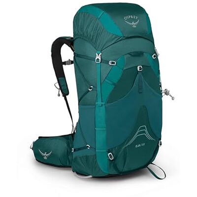 Osprey Eja 58L Mochila ultraligera para mujer, color verde azulado profundo, WXS/S, ajuste extendido Osprey Eja 58L Mochila ultraligera para mujer, color verde azulado profundo, WXS/S, ajuste extendido