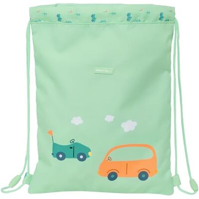 Safta PREESCOLAR COCHES Mochila Saco Plano Junior, Fácil Limpieza, Mochila, Ideal para Niños de Diferentes Edades, Cómoda y Versátil, Calidad y Resistencia, 26x1x34 cm, Color Verde Agua Safta PREESCOLAR COCHES Mochila Saco Plano Junior, Fácil Limpieza, Mochila, Ideal para Niños de Diferentes Edades, Cómoda y Versátil, Calidad y Resistencia, 26x1x34 cm, Color Verde Agua