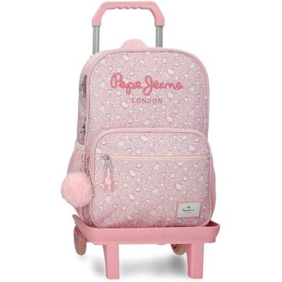 Pepe Jeans MIA Mochila Escolar Doble Compartimento con Carro Rosa Claro 30x40x13 cm Poliéster 15,6L by Joumma Bags Pepe Jeans MIA Mochila Escolar Doble Compartimento con Carro Rosa Claro 30x40x13 cm Poliéster 15,6L by Joumma Bags