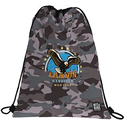 Grafoplas Grafoplás Saco Plano bits&Bobs, Bolsa Escolar Unisex niños, Negro, 36x47cm Grafoplas Grafoplás Saco Plano bits&Bobs, Bolsa Escolar Unisex niños, Negro, 36x47cm