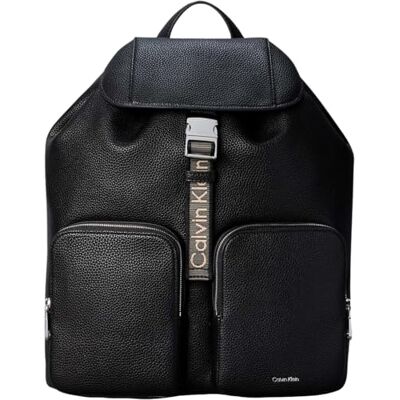 Calvin Webbing Strap Flap Backpack Lv04f3645g, Mochila para Mujer, Black (Black), Talla única Calvin Webbing Strap Flap Backpack Lv04f3645g, Mochila para Mujer, Black (Black), Talla única