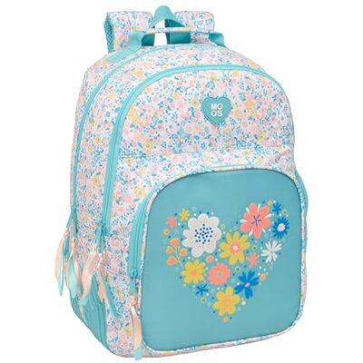 Safta MOOS FIORI Mochila Doble Adaptable Carro, Tejido Reciclable, Ideal para Niños de Diferentes Edades, Cómoda y Versátil, Calidad y Resistencia, 32x15x42 cm Safta MOOS FIORI Mochila Doble Adaptable Carro, Tejido Reciclable, Ideal para Niños de Diferentes Edades, Cómoda y Versátil, Calidad y Resistencia, 32x15x42 cm