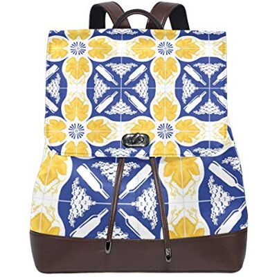 MONTOJ Mochila de día con patrón Floral Amarillo y Azul MONTOJ Mochila de día con patrón Floral Amarillo y Azul