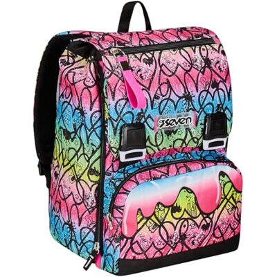 Seven JumpLove Mochila con doble compartimento extensible, color rosa, gran capacidad, respaldo preformado, para niños y adolescentes, escuela y viajes, Rosa, Talla única, Escolar Seven JumpLove Mochila con doble compartimento extensible, color rosa, gran capacidad, respaldo preformado, para niños y adolescentes, escuela y viajes, Rosa, Talla única, Escolar