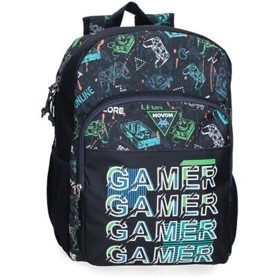 MOVOM Game Over Mochila Escolar Negro 30x40x13 cms Poliéster MOVOM Game Over Mochila Escolar Negro 30x40x13 cms Poliéster
