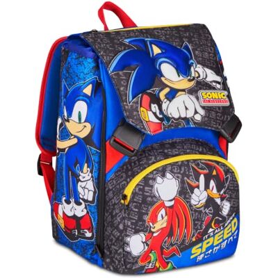 Seven Mochila escolar extensible Big Sonic, azul, 24 l, ampliable mediante cremallera, bolsillo frontal, bolsillo lateral para botella de agua, escuela primaria, niño Seven Mochila escolar extensible Big Sonic, azul, 24 l, ampliable mediante cremallera, bolsillo frontal, bolsillo lateral para botella de agua, escuela primaria, niño