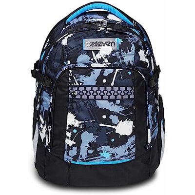 Seven Mochila Ergonómica Ecológica, UPDOWN TWICE GRS HUE STAINS, Jet Black Mochila de Escolares, Escuela Secundaria, Colegio, Diario, Viaje, para niños, niñas, adolescentes Maxi Capacidad Seven Mochila Ergonómica Ecológica, UPDOWN TWICE GRS HUE STAINS, Jet Black Mochila de Escolares, Escuela Secundaria, Colegio, Diario, Viaje, para niños, niñas, adolescentes Maxi Capacidad