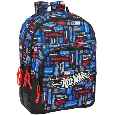 Safta Mochila Escolar Hot Wheels Doble Adaptable a Carro, 2 Compartimentos con Cremallera, Espalda y Hombreras Ergonómicas Acolchadas, Bolsillo Portabotellas, Mochila Niño, Medidas 32x15x42 cm Safta Mochila Escolar Hot Wheels Doble Adaptable a Carro, 2 Compartimentos con Cremallera, Espalda y Hombreras Ergonómicas Acolchadas, Bolsillo Portabotellas, Mochila Niño, Medidas 32x15x42 cm