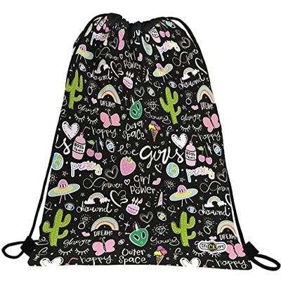 Grafoplas Grafoplás . Mochila Saco Cuerdas, Bolsillo Exterior, 36x47cm, Colección Stickers, Crazy Space Grafoplas Grafoplás . Mochila Saco Cuerdas, Bolsillo Exterior, 36x47cm, Colección Stickers, Crazy Space