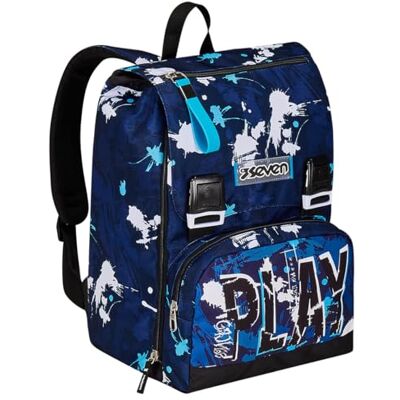 Seven Mochila doble compartimento extensible, SpottyBlue, azul, gran capacidad, respaldo preformado, niños y adolescentes, escuela y viaje, turquesa, Talla única, Escolar Seven Mochila doble compartimento extensible, SpottyBlue, azul, gran capacidad, respaldo preformado, niños y adolescentes, escuela y viaje, turquesa, Talla única, Escolar