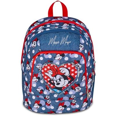 Seven Minnie Mochila escolar con doble compartimento, color azul, con bolsillo para botella, 29 L, para escuela primaria, para niña, azul (blu denim), Blu Denim, Casual Seven Minnie Mochila escolar con doble compartimento, color azul, con bolsillo para botella, 29 L, para escuela primaria, para niña, azul (blu denim), Blu Denim, Casual