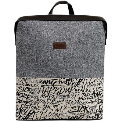 DOGO Unisex Vegan Gris Fait Main et Mode Sac à dos Fonts in Splash Motif DOGO Unisex Vegan Gris Fait Main et Mode Sac à dos Fonts in Splash Motif