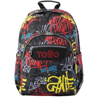 TOTTO Mochila Escolar Adaptable a Carro, Modelo Acuareles, Capacidad 20 L, Bolsillo para Pc 14", 2 Bolsillo Botella, Espaldar Ergonómico con Flujo de Aire, Cómodas Correas en S, Estampado Grafil TOTTO Mochila Escolar Adaptable a Carro, Modelo Acuareles, Capacidad 20 L, Bolsillo para Pc 14", 2 Bolsillo Botella, Espaldar Ergonómico con Flujo de Aire, Cómodas Correas en S, Estampado Grafil