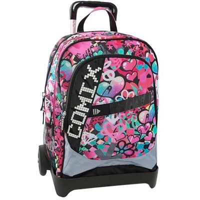COMIX Bright – Mochila escolar con ruedas para niños y adolescentes, asa ajustable, trolley desmontable, correas acolchadas y ajustables, 2 compartimentos principales, bolsillo frontal, cierres de COMIX Bright – Mochila escolar con ruedas para niños y adolescentes, asa ajustable, trolley desmontable, correas acolchadas y ajustables, 2 compartimentos principales, bolsillo frontal, cierres de