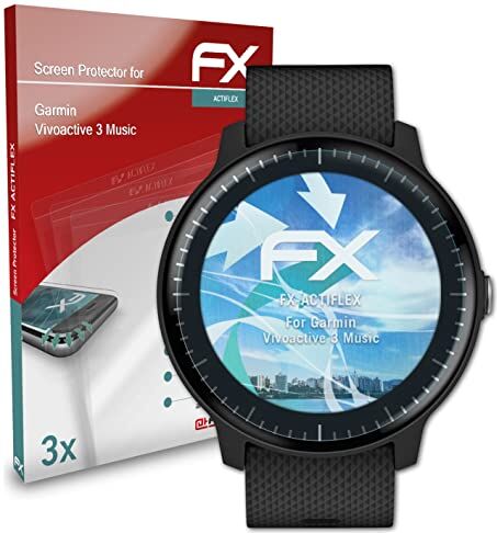 atFoliX Película Protectora compatible con Garmin Vivoactive 3 Music Protector Película, ultra claro y flexible FX Lámina Protectora de Pantalla (3X)