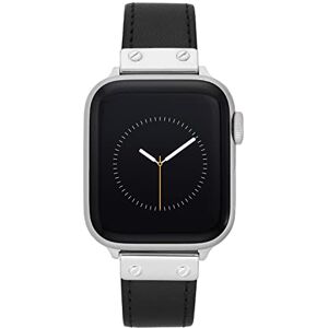 Anne Klein Correa de cuero de repuesto para Apple iWatch, segura, ajustable, se adapta a la mayoría de muñecas, Negro/plateado, 38/40/41mm Anne Klein Correa de cuero de repuesto para Apple iWatch, segura, ajustable, se adapta a la mayoría de muñecas, Negro/plateado, 38/40/41mm