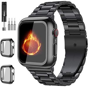 Bekomo Compatible con Apple Watch Band de 49 mm, 44 mm, 45 mm, 42 mm, 40 mm, 38 mm, 41 mm, acero inoxidable XL, correas grandes para iWatch con 2 fundas de pantalla de vidrio templado para Series Bekomo Compatible con Apple Watch Band de 49 mm, 44 mm, 45 mm, 42 mm, 40 mm, 38 mm, 41 mm, acero inoxidable XL, correas grandes para iWatch con 2 fundas de pantalla de vidrio templado para Series
