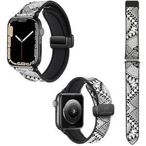 Watch & Me Correa Reloj para Apple IWatch 18 mm (38/40/41/42/44/45 mm) de Silicona y Cuero auténtico: Polinesios Watch & Me Correa Reloj para Apple IWatch 18 mm (38/40/41/42/44/45 mm) de Silicona y Cuero auténtico: Polinesios