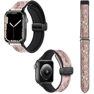 Watch & Me Correa reloj para Apple IWatch 22 mm (38/40/41/42/44/45 mm) de Silicona y Cuero auténtico: Encaje rosa Watch & Me Correa reloj para Apple IWatch 22 mm (38/40/41/42/44/45 mm) de Silicona y Cuero auténtico: Encaje rosa
