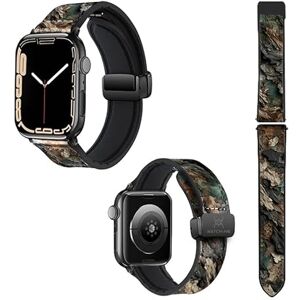 Watch & Me Correa reloj para Apple IWatch 22 mm (38/40/41/42/44/45 mm) de Silicona y Cuero auténtico: corteza Madera Watch & Me Correa reloj para Apple IWatch 22 mm (38/40/41/42/44/45 mm) de Silicona y Cuero auténtico: corteza Madera