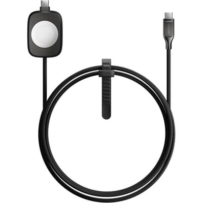 NOMAD Cable de carga USB C 2 en 1 de carburo de tungsteno para Apple Watch, Airpods y iPhone, cables de carga universales tipo C 100W para Apple Watch, Airpods y iPhone, cables de carga NOMAD Cable de carga USB C 2 en 1 de carburo de tungsteno para Apple Watch, Airpods y iPhone, cables de carga universales tipo C 100W para Apple Watch, Airpods y iPhone, cables de carga