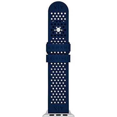 Giorgio Armani Pulsera compatible con Apple Watch, 42/44/45 mm 22 mm Silicone bleu, Giorgio Armani Pulsera compatible con Apple Watch, 42/44/45 mm 22 mm Silicone bleu,