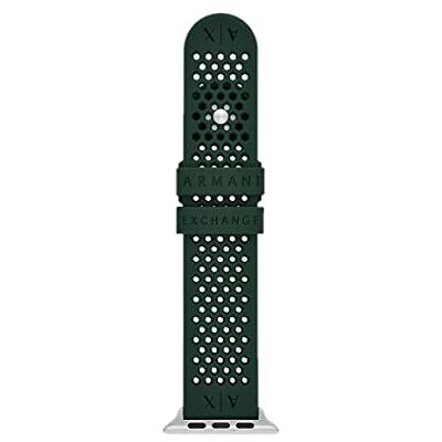 Giorgio Armani Pulsera compatible con Apple Watch, 42/44/45 mm 22 mm Silicona verde, Giorgio Armani Pulsera compatible con Apple Watch, 42/44/45 mm 22 mm Silicona verde,