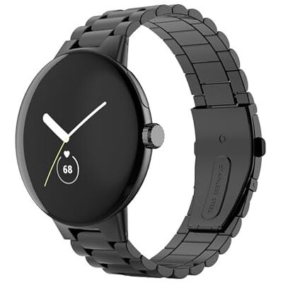 Wigento Correa de acero inoxidable para Google Pixel Watch 4/3/2/1, 45 mm, cierre plegable, ajustable, resistente y elegante, correa de metal (negro) Wigento Correa de acero inoxidable para Google Pixel Watch 4/3/2/1, 45 mm, cierre plegable, ajustable, resistente y elegante, correa de metal (negro)