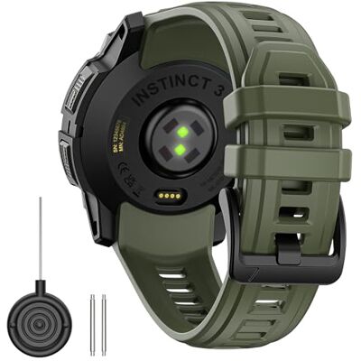 TiMOVO 22mm Correa Compatible con Gar-min 3 Solar 45mm/Instinct 3 Amoled 45mm, Silicona Deportiva Pulseras Repuesto Respirable Reemplazable Reloj Correa con Herramientas de Instalación TiMOVO 22mm Correa Compatible con Gar-min 3 Solar 45mm/Instinct 3 Amoled 45mm, Silicona Deportiva Pulseras Repuesto Respirable Reemplazable Reloj Correa con Herramientas de Instalación