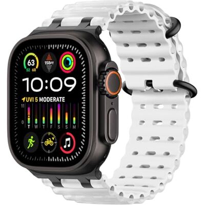 MoKo Correa Ocean Compatible con Apple Watch 42/44/45/46/49mm Para iWatch Ultra 4/3/2/1, S12/11/10/9/8/7/6/5/4,SE 3/2/1, Correa Deportiva de Silicona, Conector Metálico MoKo Correa Ocean Compatible con Apple Watch 42/44/45/46/49mm Para iWatch Ultra 4/3/2/1, S12/11/10/9/8/7/6/5/4,SE 3/2/1, Correa Deportiva de Silicona, Conector Metálico