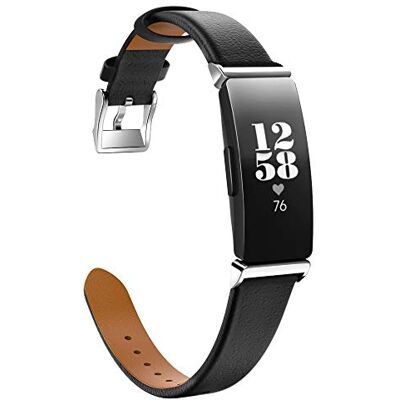 MoKo Correa de Cuero Compatible con Fitbit Inspire 2/HR/Inspire, Pulsera de Reloj de Repuesto de Cuero para Mujer Hombre, Negro MoKo Correa de Cuero Compatible con Fitbit Inspire 2/HR/Inspire, Pulsera de Reloj de Repuesto de Cuero para Mujer Hombre, Negro