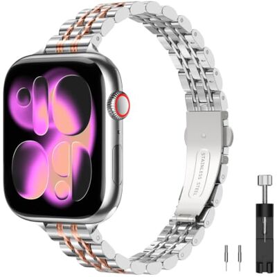 TiMOVO Correa Compatible con Apple Watch Series 12 11 42mm, J Oro Rosa Metálica Correa Repuesto Elegante para iWatch SE 3/2/1, Series 10/9/8/7/6/5/4/3/2/1 41mm 40mm 38mm para Mujer TiMOVO Correa Compatible con Apple Watch Series 12 11 42mm, J Oro Rosa Metálica Correa Repuesto Elegante para iWatch SE 3/2/1, Series 10/9/8/7/6/5/4/3/2/1 41mm 40mm 38mm para Mujer