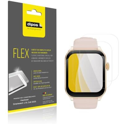 dipos FLEX 2x Protectores claro para Haulvean Smartwatch 1.91" 2025 Transparente, cobertura 100%, Full Cover, autorreparable, sin burbujas, compatible con huellas dactilares, autoadhesivo dipos FLEX 2x Protectores claro para Haulvean Smartwatch 1.91" 2025 Transparente, cobertura 100%, Full Cover, autorreparable, sin burbujas, compatible con huellas dactilares, autoadhesivo
