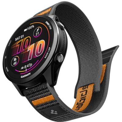 Spigen Correa Athlex Air para Garmin Watch 22mm Quick Release Correa nylon transpirable con velcro y costuras amarillas para Forerunner 255/265/570, Venu 4/3/2 45mm Active Black Orange Spigen Correa Athlex Air para Garmin Watch 22mm Quick Release Correa nylon transpirable con velcro y costuras amarillas para Forerunner 255/265/570, Venu 4/3/2 45mm Active Black Orange