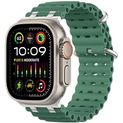 MoKo Correa Ocean Compatible con Apple Watch 42/44/45/46/49mm Para iWatch Ultra 4/3/2/1, S12/11/10/9/8/7/6/5/4,SE 3/2/1, Correa Deportiva de Silicona, Conector Metálico MoKo Correa Ocean Compatible con Apple Watch 42/44/45/46/49mm Para iWatch Ultra 4/3/2/1, S12/11/10/9/8/7/6/5/4,SE 3/2/1, Correa Deportiva de Silicona, Conector Metálico