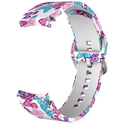 SYSTEM-S Pulsera flexible de silicona de 20 mm para Samsung Galaxy Watch 4, diseño de mariposas, Blanco, rosa, azul., Eine Grösse, Clásico SYSTEM-S Pulsera flexible de silicona de 20 mm para Samsung Galaxy Watch 4, diseño de mariposas, Blanco, rosa, azul., Eine Grösse, Clásico