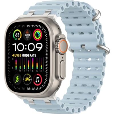 MoKo Correa Ocean Compatible con Apple Watch 42/44/45/46/49mm Para iWatch Ultra 4/3/2/1, S12/11/10/9/8/7/6/5/4,SE 3/2/1, Correa Deportiva de Silicona, Conector Metálico MoKo Correa Ocean Compatible con Apple Watch 42/44/45/46/49mm Para iWatch Ultra 4/3/2/1, S12/11/10/9/8/7/6/5/4,SE 3/2/1, Correa Deportiva de Silicona, Conector Metálico