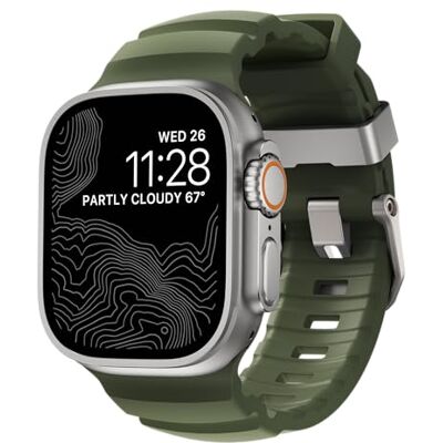 NOMAD Correa Deportiva Rocky Point Forest para Apple Watch: Correa Resistente De 46/49 Mm con Herrajes De Titanio Natural, Ideal para Hombres Y Mujeres. NOMAD Correa Deportiva Rocky Point Forest para Apple Watch: Correa Resistente De 46/49 Mm con Herrajes De Titanio Natural, Ideal para Hombres Y Mujeres.