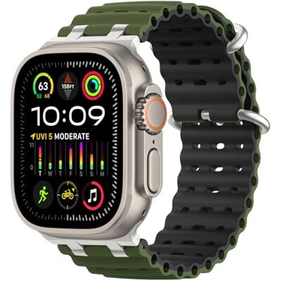 MoKo Correa Ocean Compatible con Apple Watch 42/44/45/46/49mm Para iWatch Ultra 4/3/2/1, S12/11/10/9/8/7/6/5/4,SE 3/2/1, Correa Deportiva de Silicona, Conector Metálico MoKo Correa Ocean Compatible con Apple Watch 42/44/45/46/49mm Para iWatch Ultra 4/3/2/1, S12/11/10/9/8/7/6/5/4,SE 3/2/1, Correa Deportiva de Silicona, Conector Metálico