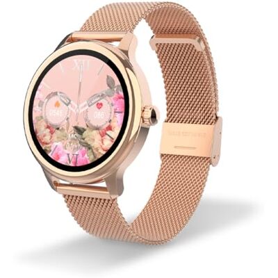 DCU TECNOLOGIC Smartwatch Sophie Reloj Inteligente Mujer Rose Gold Case con Correa de Metal Color Oro Rosado Pantalla táctil HD 1,2'' IP67 Impermeable 22 Modos de Deporte App Smart DCU DCU TECNOLOGIC Smartwatch Sophie Reloj Inteligente Mujer Rose Gold Case con Correa de Metal Color Oro Rosado Pantalla táctil HD 1,2'' IP67 Impermeable 22 Modos de Deporte App Smart DCU