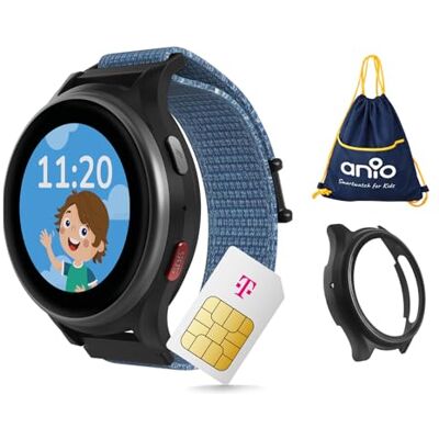 ANIO 6 Relojes Inteligentes para niños, función GPS y teléfono, Fabricante alemán, protección de Datos y Soporte telefónico, batería de Larga duración, SOS, con Funda Protectora Negra y Bolsa de ANIO 6 Relojes Inteligentes para niños, función GPS y teléfono, Fabricante alemán, protección de Datos y Soporte telefónico, batería de Larga duración, SOS, con Funda Protectora Negra y Bolsa de