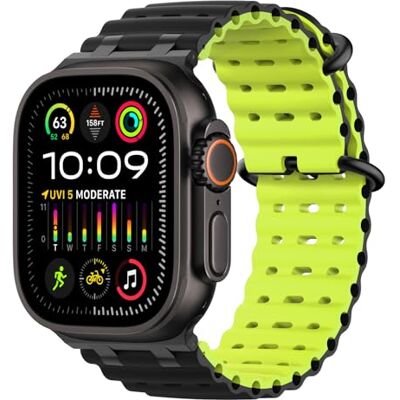 MoKo Correa Ocean Compatible con Apple Watch 42/44/45/46/49mm Para iWatch Ultra 4/3/2/1, S12/11/10/9/8/7/6/5/4,SE 3/2/1, Correa Deportiva de Silicona, Conector Metálico MoKo Correa Ocean Compatible con Apple Watch 42/44/45/46/49mm Para iWatch Ultra 4/3/2/1, S12/11/10/9/8/7/6/5/4,SE 3/2/1, Correa Deportiva de Silicona, Conector Metálico