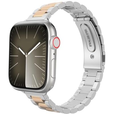 MoKo Correa Delgada Metal Compatible Apple Watch SE3/2/1,S11/10/9/8/7/6/5 Pulsera Fina de Acero Inoxidable de Repuesto,Compatible 38/40/41/42mm, para Mujeres MoKo Correa Delgada Metal Compatible Apple Watch SE3/2/1,S11/10/9/8/7/6/5 Pulsera Fina de Acero Inoxidable de Repuesto,Compatible 38/40/41/42mm, para Mujeres