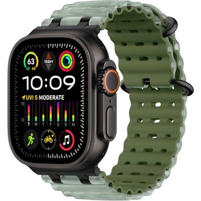 MoKo Correa Ocean Compatible con Apple Watch 42/44/45/46/49mm Para iWatch Ultra 4/3/2/1, S12/11/10/9/8/7/6/5/4,SE 3/2/1, Correa Deportiva de Silicona, Conector Metálico MoKo Correa Ocean Compatible con Apple Watch 42/44/45/46/49mm Para iWatch Ultra 4/3/2/1, S12/11/10/9/8/7/6/5/4,SE 3/2/1, Correa Deportiva de Silicona, Conector Metálico