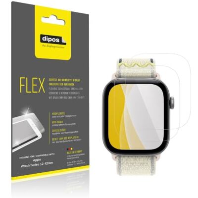 dipos FLEX 2x Protector de Pantalla claro para Apple Watch Series 12 42mm Transparente, cobertura 100%, Full Cover, autorreparable, sin burbujas, compatible con huellas dactilares, autoadhesivo dipos FLEX 2x Protector de Pantalla claro para Apple Watch Series 12 42mm Transparente, cobertura 100%, Full Cover, autorreparable, sin burbujas, compatible con huellas dactilares, autoadhesivo