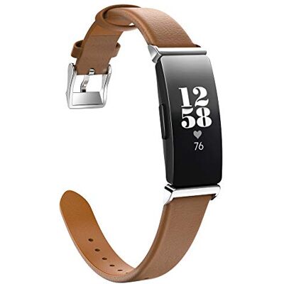 MoKo Correa de Cuero Compatible con Fitbit Inspire 2/HR/Inspire, Pulsera de Reloj de Repuesto de Cuero para Mujer Hombre, Marrón MoKo Correa de Cuero Compatible con Fitbit Inspire 2/HR/Inspire, Pulsera de Reloj de Repuesto de Cuero para Mujer Hombre, Marrón