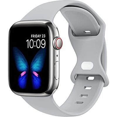 AKABEILA Compatible con Apple Watch Band 38mm 40mm 41mm Correa deportiva de silicona suave compatible con iWatch Series 7 3 2 1 SE Mujer Hombre, gris, 38/40/41 mm AKABEILA Compatible con Apple Watch Band 38mm 40mm 41mm Correa deportiva de silicona suave compatible con iWatch Series 7 3 2 1 SE Mujer Hombre, gris, 38/40/41 mm