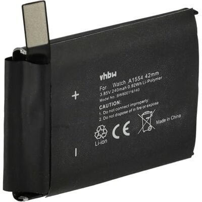 vhbw Batería Compatible con Apple Watch A1554 42mm 1.ª generación smartwatch, reloj de actividad (240 mAh, 3,7 V, Li-poli) vhbw Batería Compatible con Apple Watch A1554 42mm 1.ª generación smartwatch, reloj de actividad (240 mAh, 3,7 V, Li-poli)